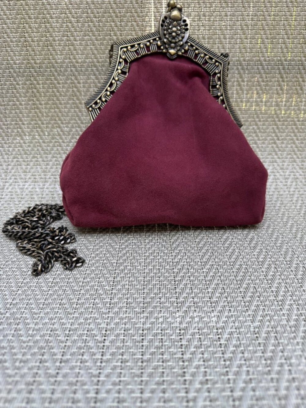 Vintage House of Harlow 1960 suede chain link crossbody bag